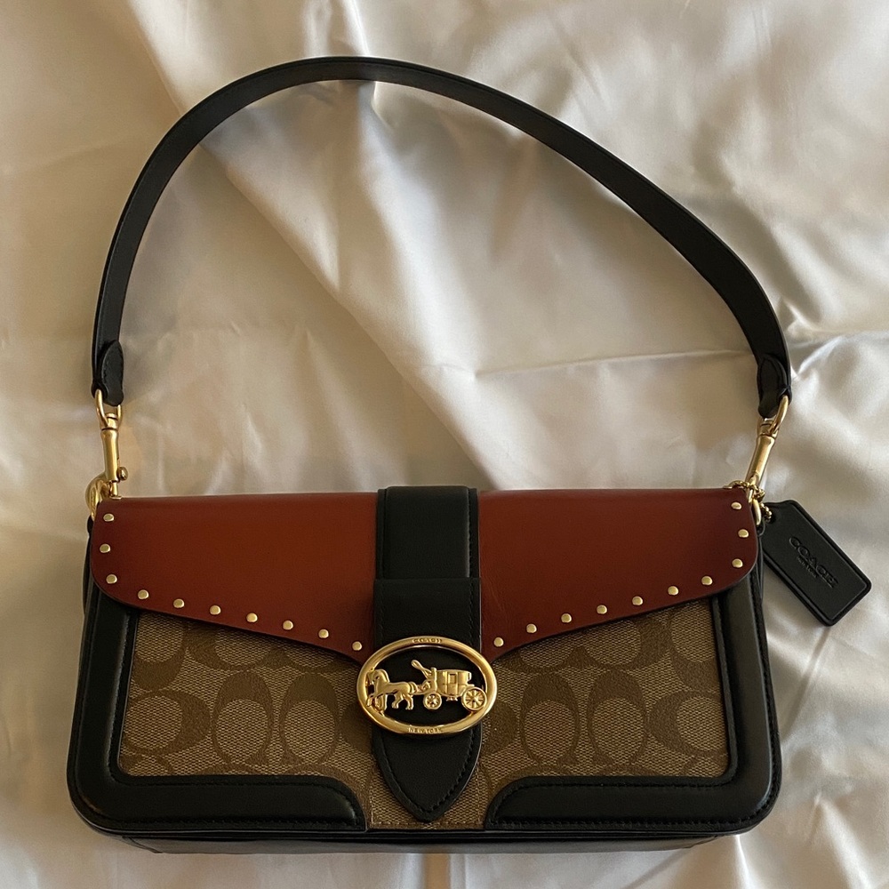 Coach Tan and Black Shoulder Bag